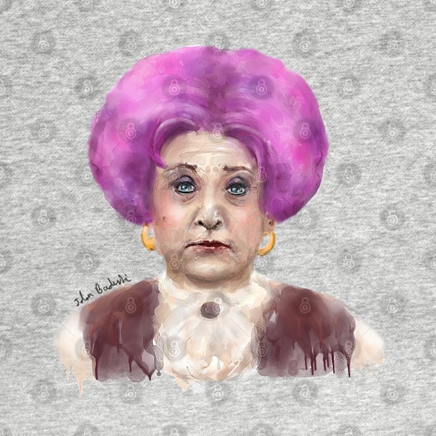 Funny Looking Old Lady with Crazy Pink Wig by ibadishi